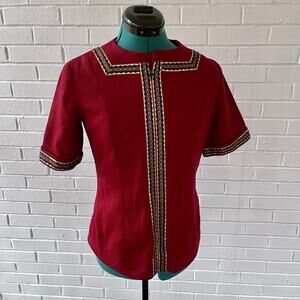 Vintage 60s polyester zip up blouse